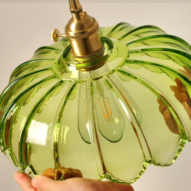 Vintage Flower Coloured Glass Pendant Lamp