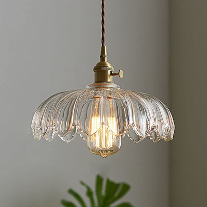 Vintage Flower Coloured Glass Pendant Lamp