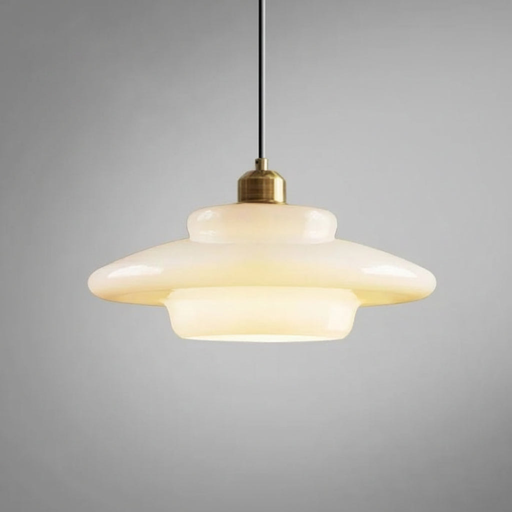 Mid-Century White Glass Pendant Light