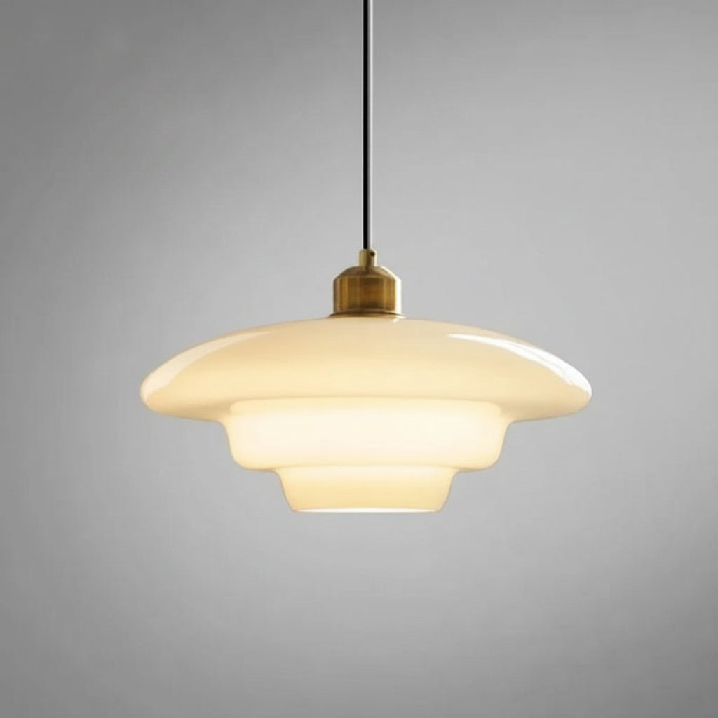 Mid-Century White Glass Pendant Light