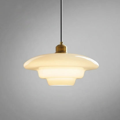 Mid-Century White Glass Pendant Light