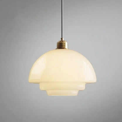 Mid-Century White Glass Pendant Light