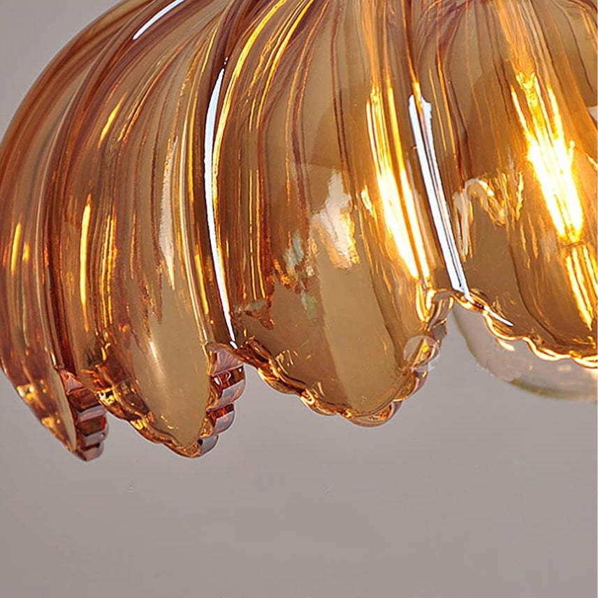 Vintage Flower Coloured Glass Pendant Lamp