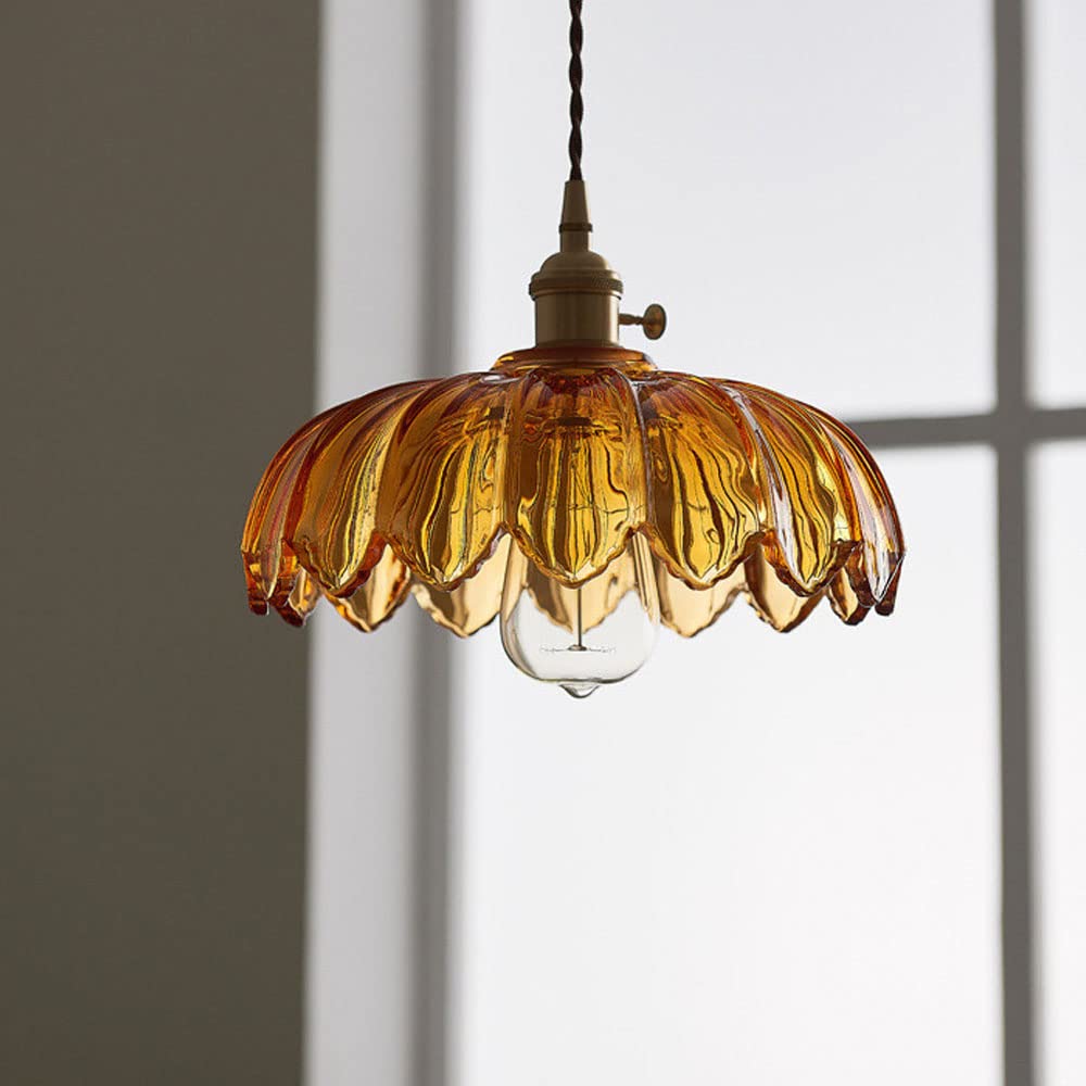 Vintage Flower Coloured Glass Pendant Lamp