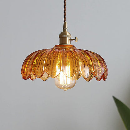 Vintage Flower Coloured Glass Pendant Lamp