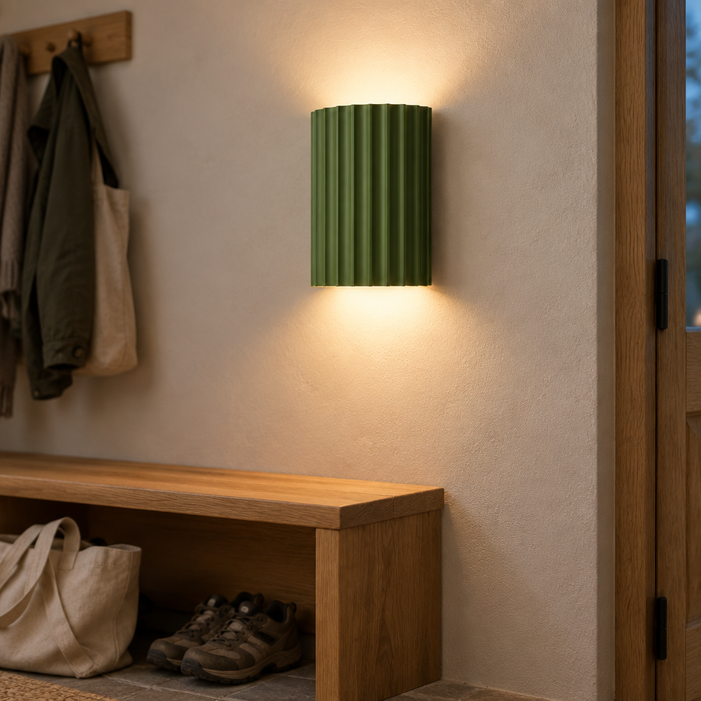 Nordic Ribbed Resin Wall Lamp, Green