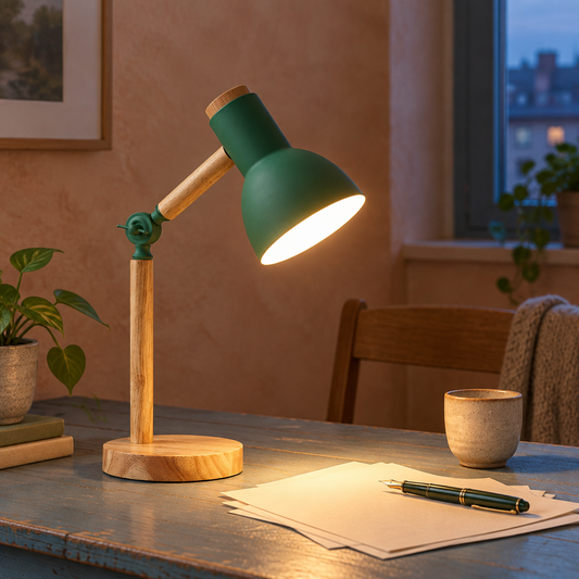Nordic Wooden Adjustable Desk Lamp, Green