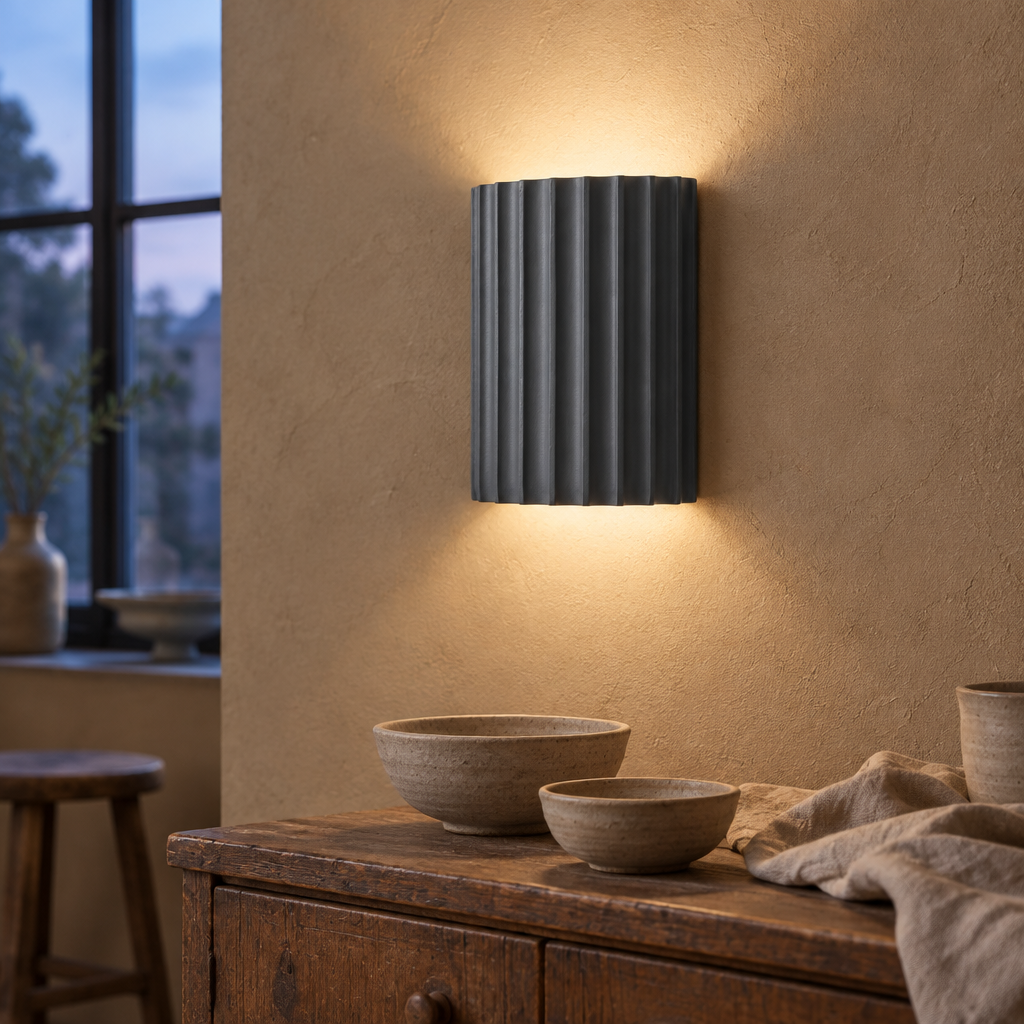 Nordic Ribbed Resin Wall Lamp, Grey