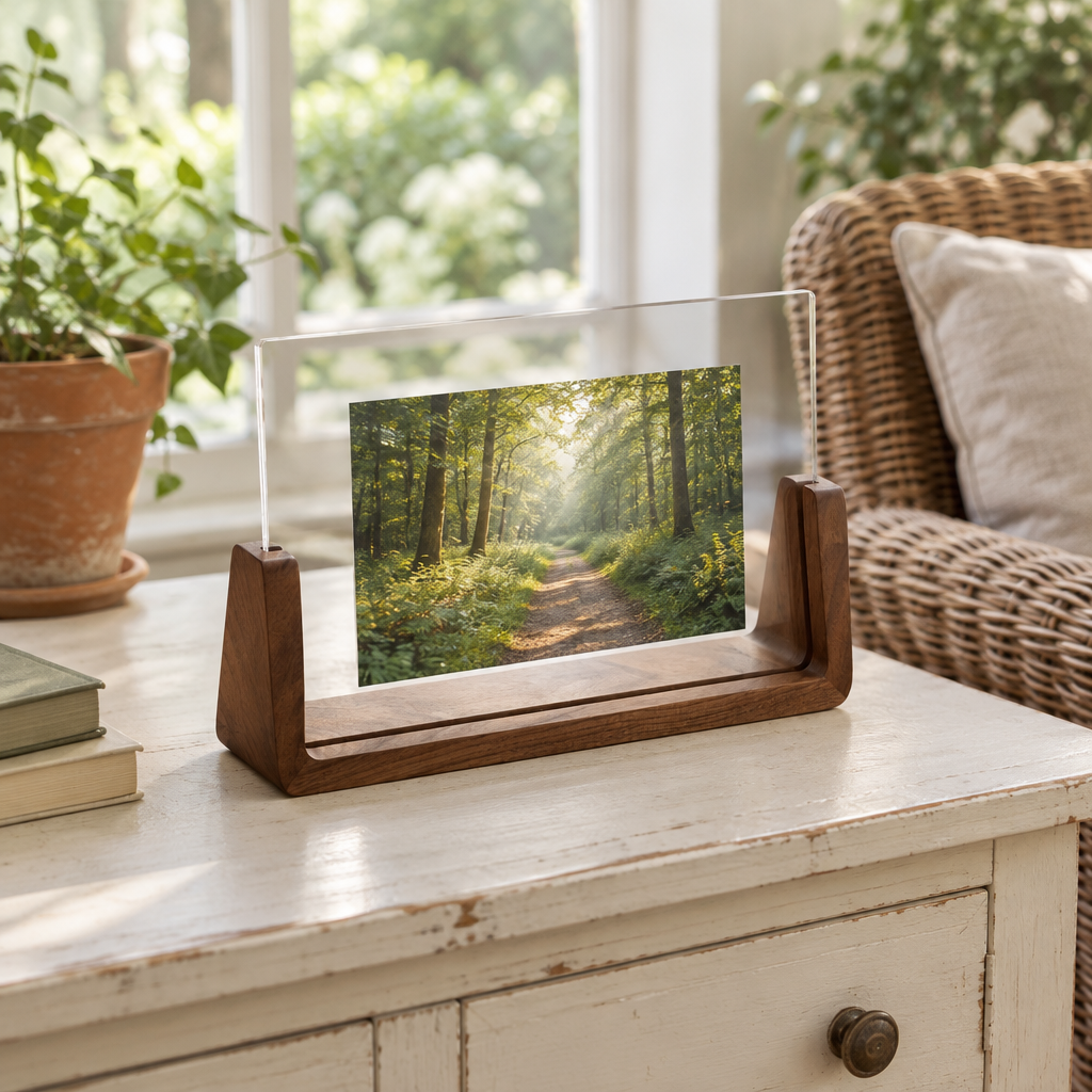 U-Shaped Acrylic & Wood Photo Frame, Horizontal, style B