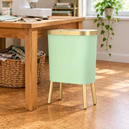15L Odor-Sealing Trash Can with Legs, Light Green