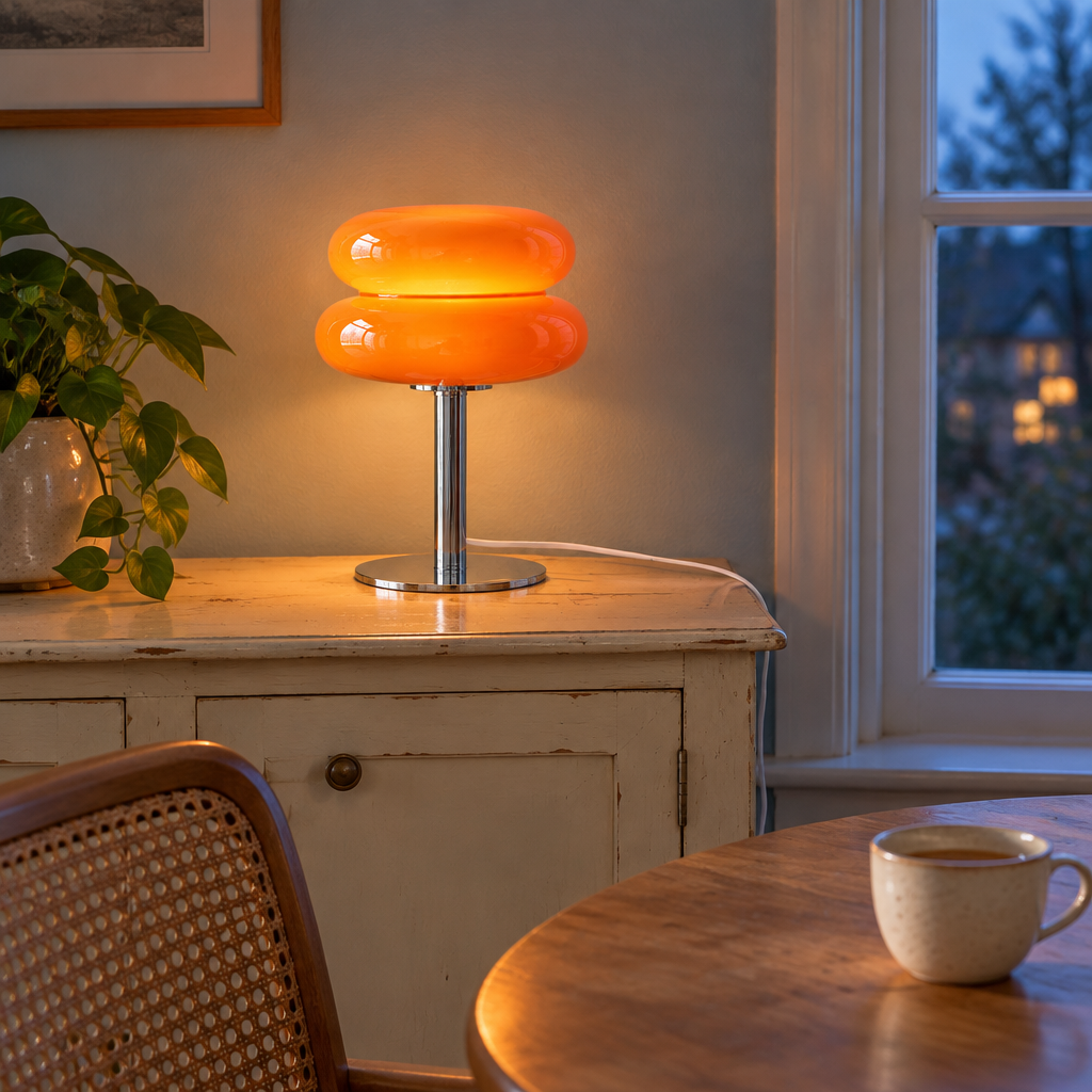 Retro Glass Table Lamp, Orange