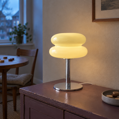 Retro Glass Table Lamp, Yellow