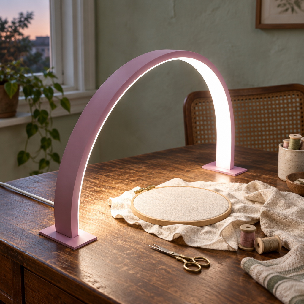 Crescent Moon LED Desk Lamp, Pink