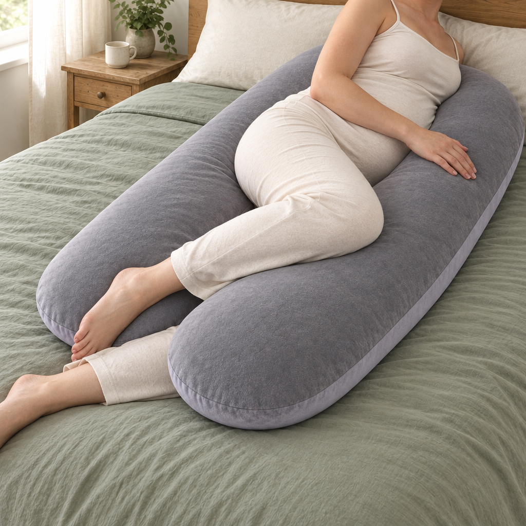 U-Shaped Pregnancy Body Pillow in use by a side sleeper
