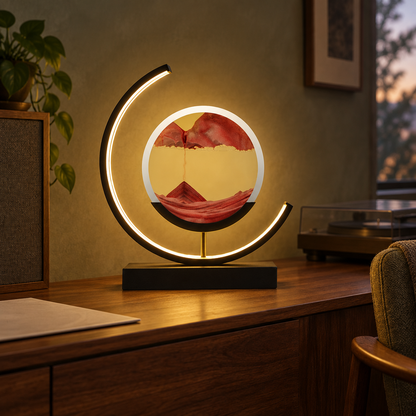 Moving Sand Art LED Lamp, red sand, black frame