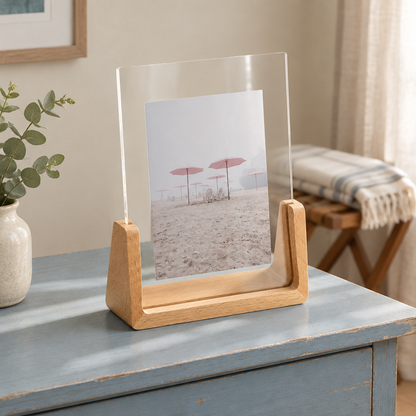 U-Shaped Acrylic & Wood Photo Frame, Vertical, style A