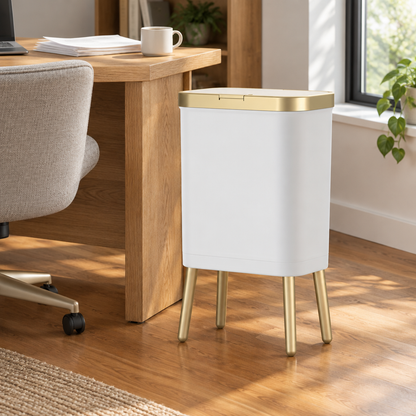 15L Odor-Sealing Trash Can with Legs, White
