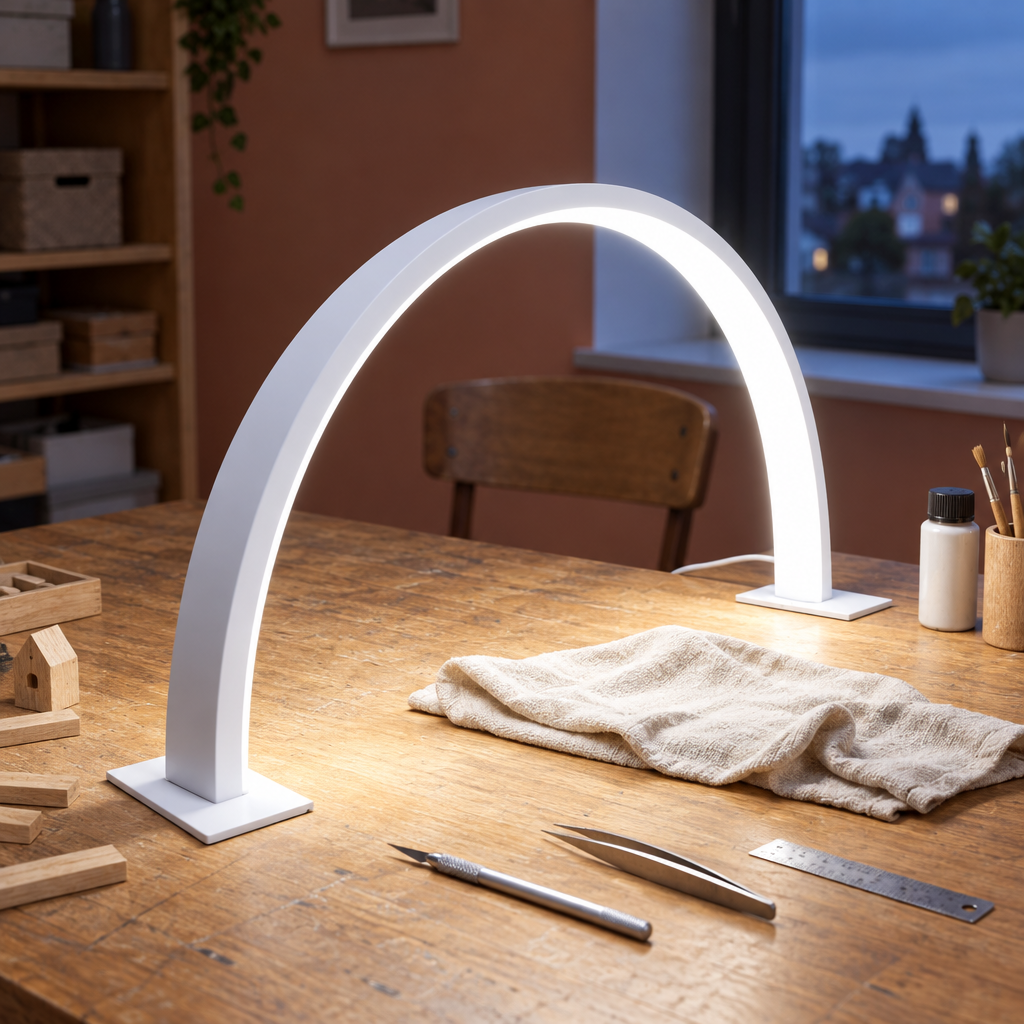 Crescent Moon LED Desk Lamp, White