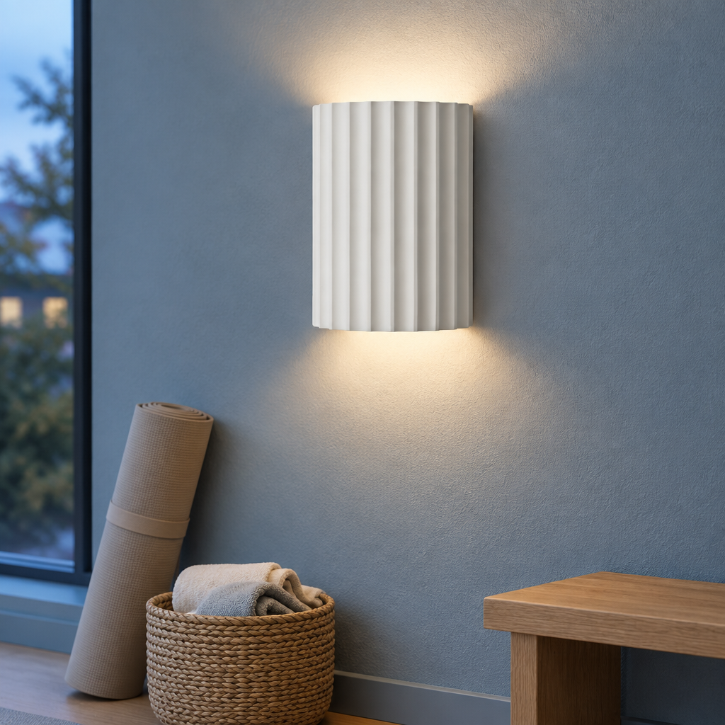 Nordic Ribbed Resin Wall Lamp, White