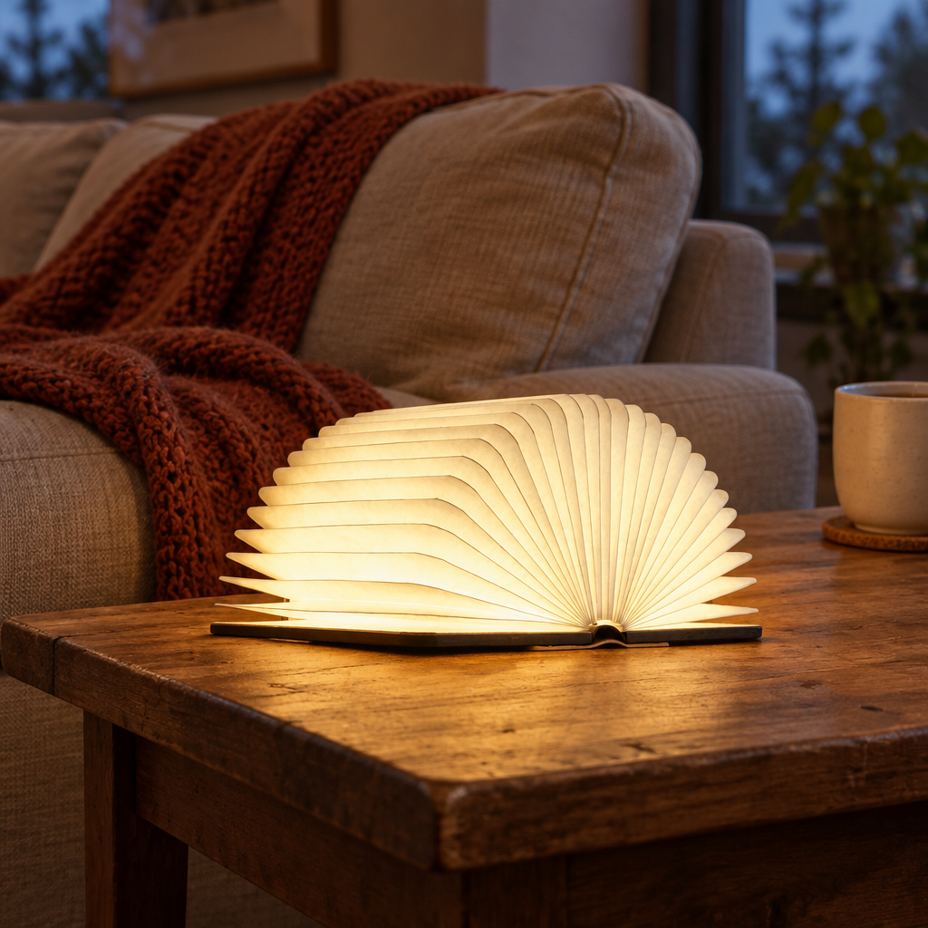 Foldable Book Lamp, Wood